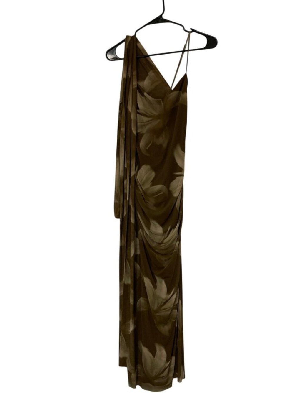 Zara Womens Floral Print Midi Dress Small Brown Scarf Neck Detail 8220/112 NWT - Picture 2 of 14